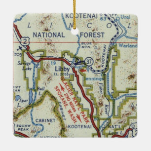 Libby MT Vintage Map Ceramic Ornament