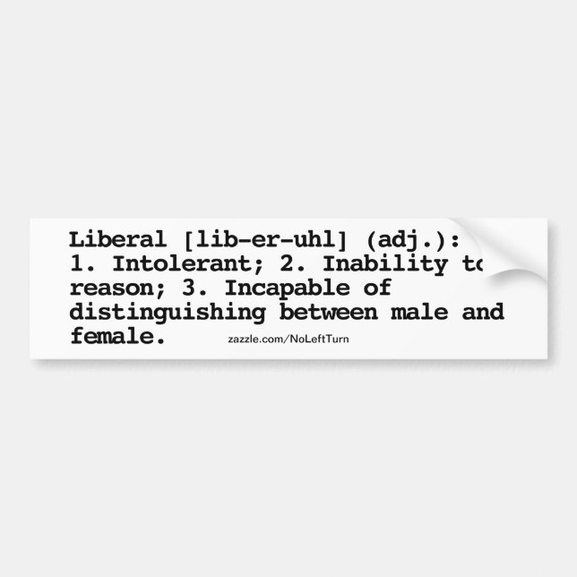 Liberal Definition Bumper Sticker (Front)