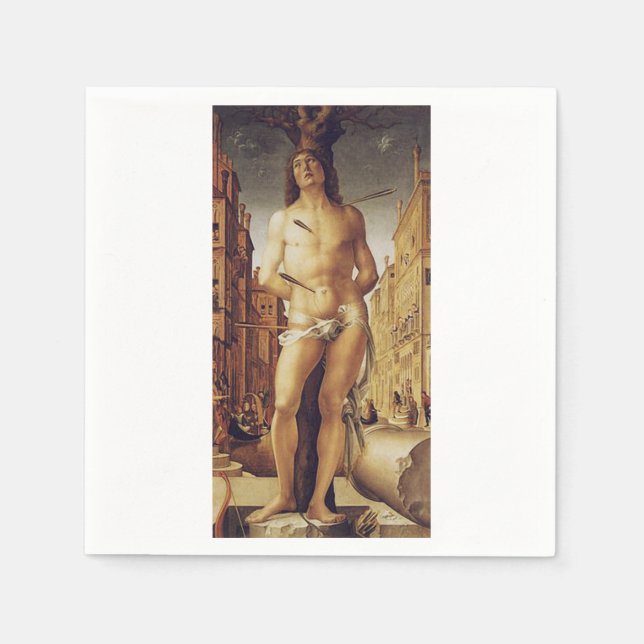 Liberale da Verona: Saint Sebastian Fine Art Napkin (Front)