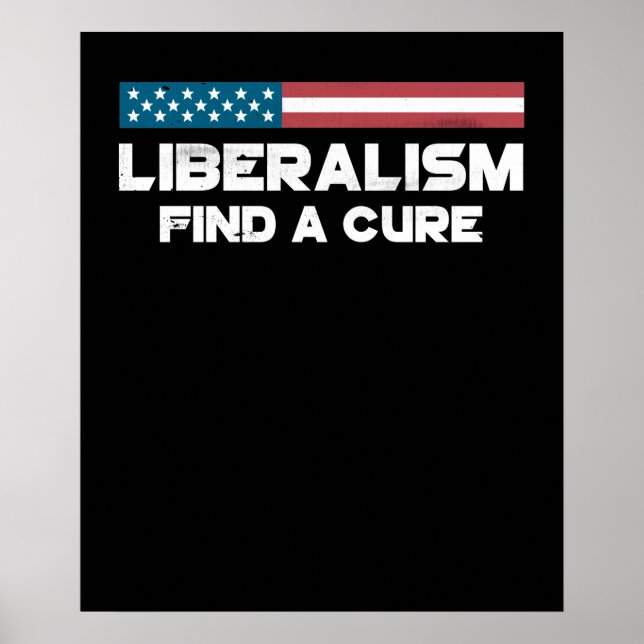 Liberalism Find a Cure America Flag Poster (Front)