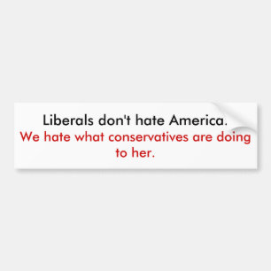 Liberals don't hate America Bumper Sticker