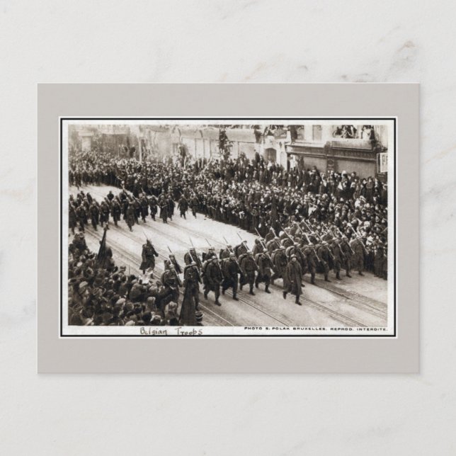 Liberation Belgian troops parading in Brussels Postcard (Front)