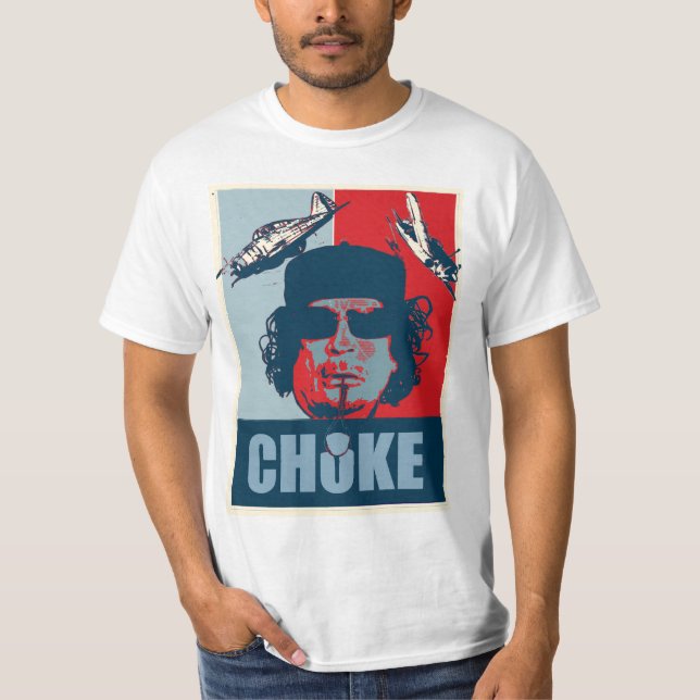Liberation Muammar Gaddafi Choke poster t shirt (Front)