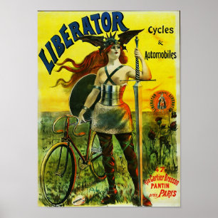 LIBERATOR Cycles & Automobiles Vintage Bicycle Poster