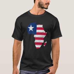 Liberia Flag Africa Continent Silhouette Gift for T-Shirt