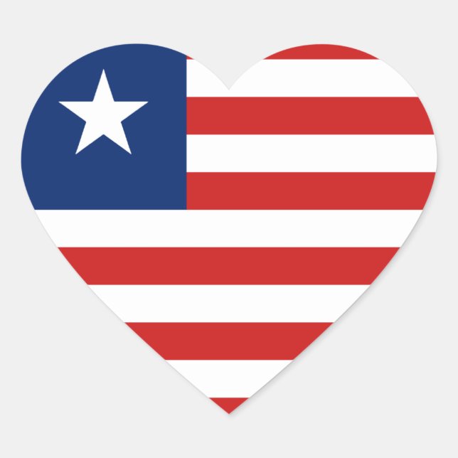 Liberia Flag Heart Sticker (Front)