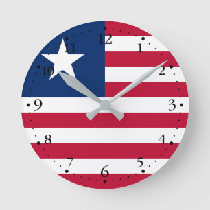 Liberia Flag Round Clock