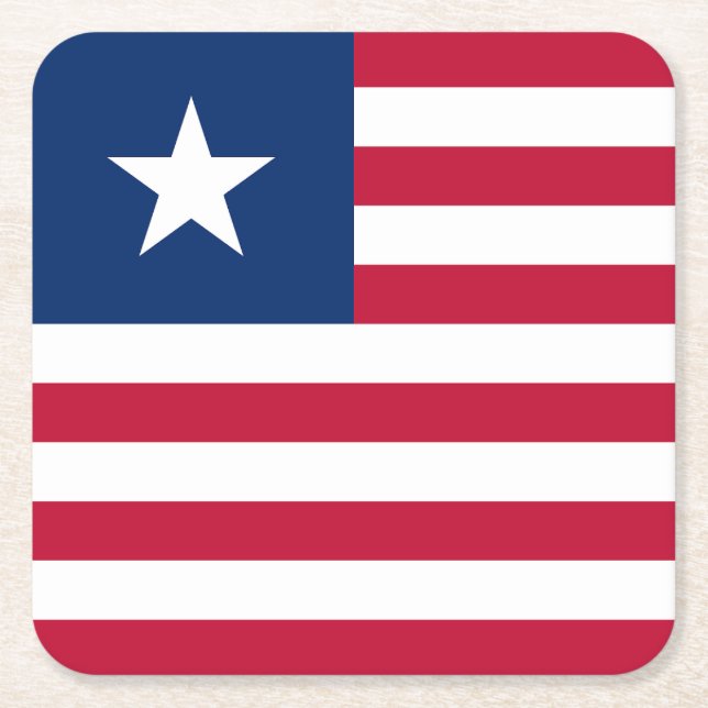 Liberia Flag Square Paper Coaster (Front)