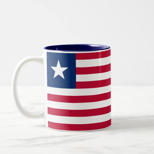 Liberia Flag Two-Tone Coffee Mug (Left)