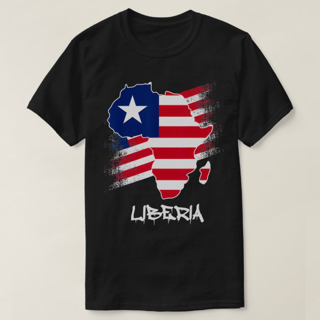 Liberia Flag With Africa Map Love Liberia Liberian T-Shirt (Design Front)
