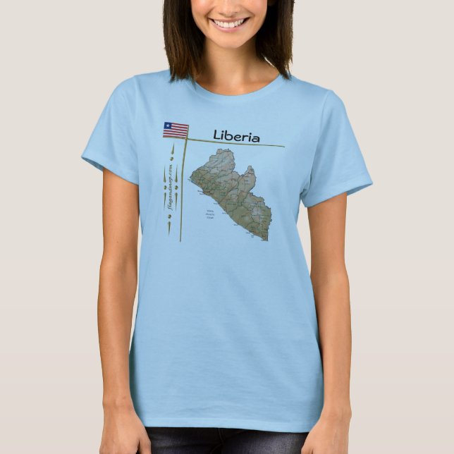 Liberia Map + Flag + Title T-Shirt (Front)