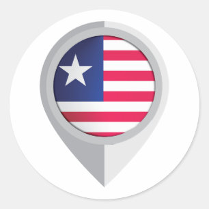 Liberia Pin Location Flag Classic Round Sticker