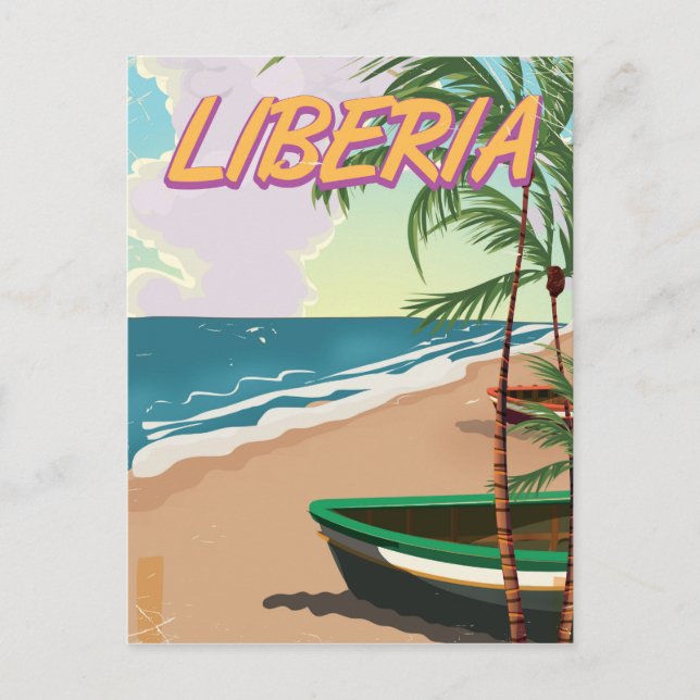 Liberia retro holiday travel poster postcard (Front)