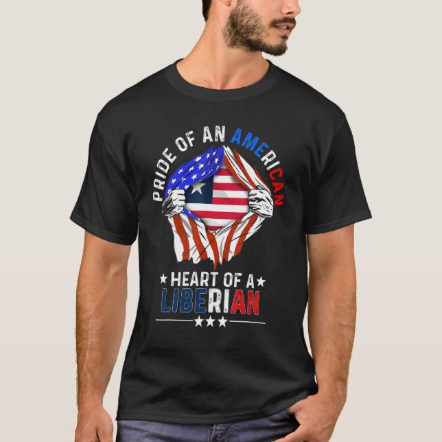 Liberian American America Pride Foreign Country Li T-Shirt (Front)
