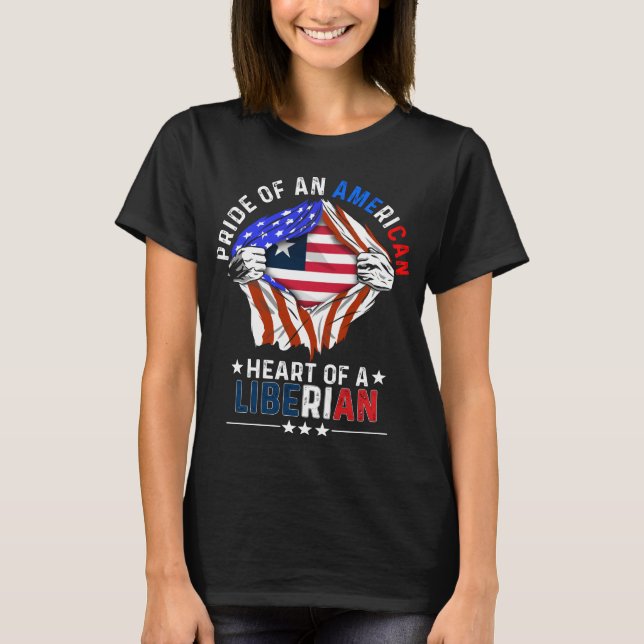 Liberian American Foreign Country Liberia Flag T-Shirt (Front)