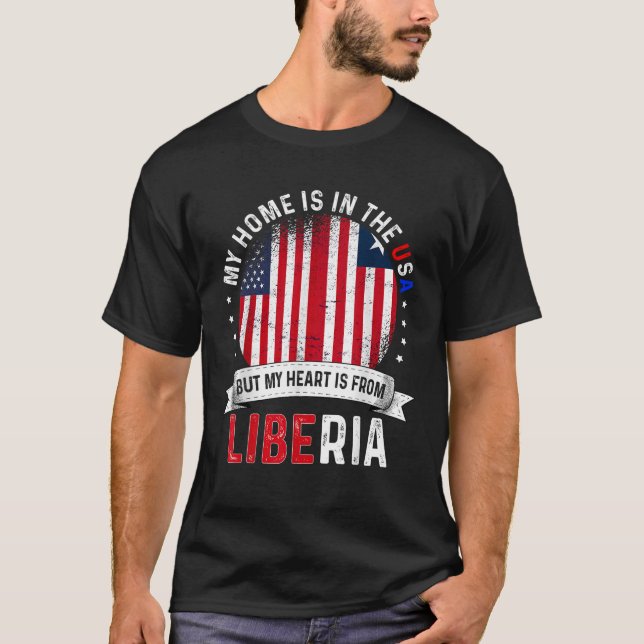 Liberian American Patriot Heart is from Liberia Fl T-Shirt (Front)