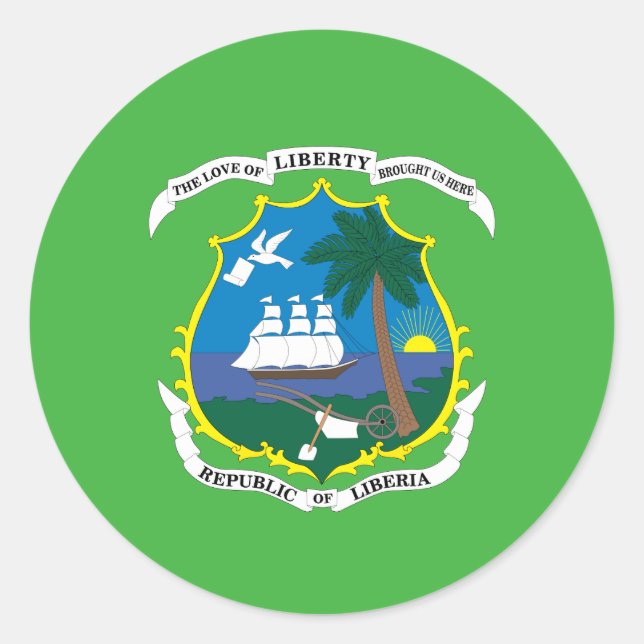 Liberian coat of arms classic round sticker (Front)