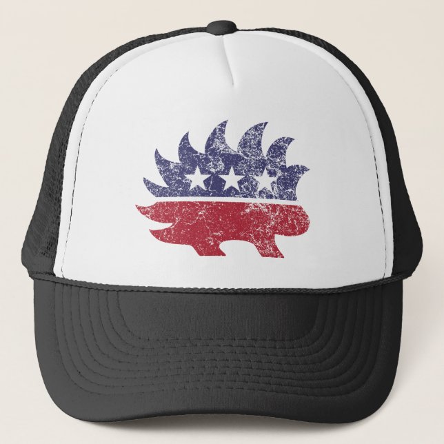 Libertarian distressed trucker hat (Front)