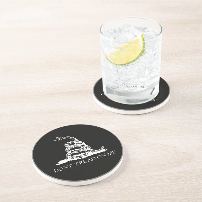 Libertarian Gadsden Flag Don't Tread on Me Black Coaster (Side)
