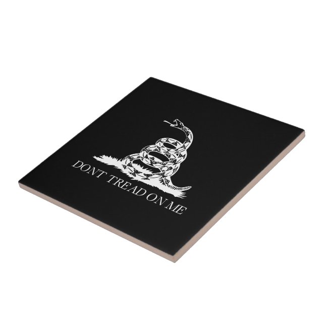 Libertarian Gadsden Flag Don't Tread on Me Black Tile (Side)