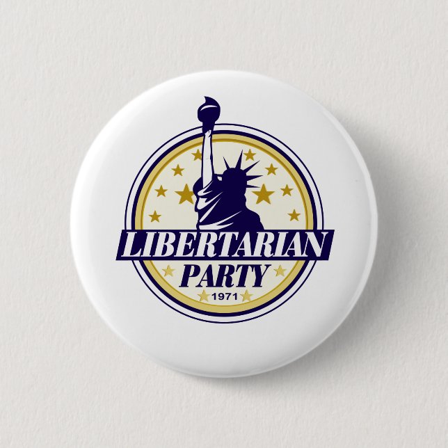 libertarian party logo 6 cm round badge (Front)