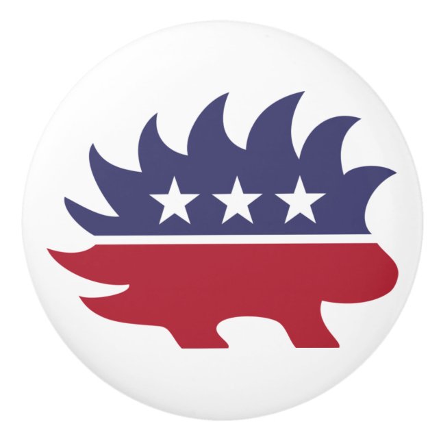 Libertarian Party Porcupine Symbol Ceramic Knob (Front)
