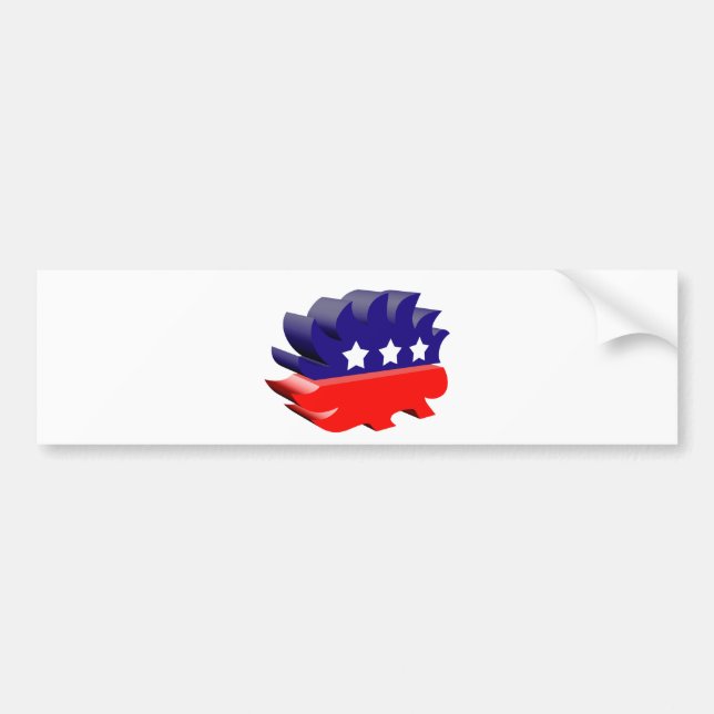 Libertarian porcupine 3D Bumper Sticker (Front)