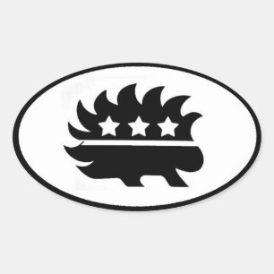 Libertarian porcupine mascot Black & White Oval Sticker