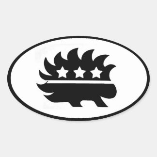 Libertarian porcupine mascot Black & White Oval Sticker
