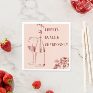 Liberté Égalité Chardonnay Funny Wine Illustration Napkin