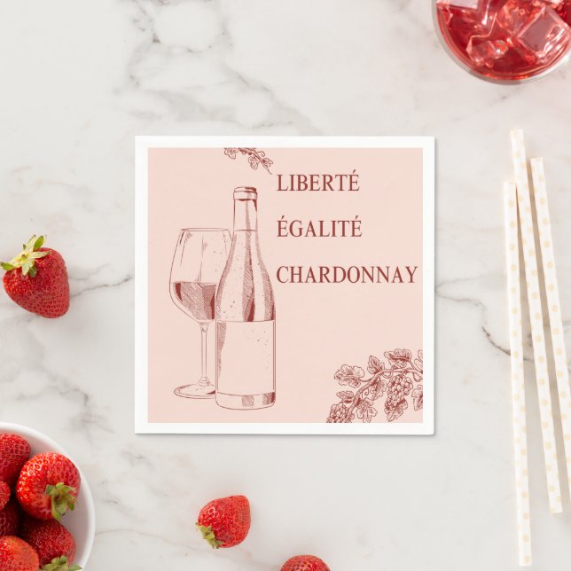 Liberté Égalité Chardonnay Funny Wine Illustration Napkin (Insitu)