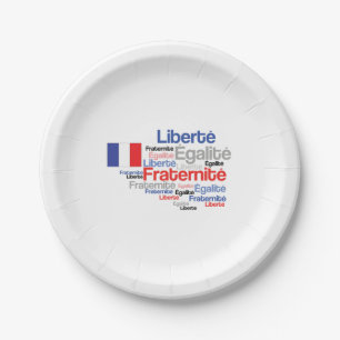 Liberté, Égalité, Fraternité - French Motto Fl Paper Plate