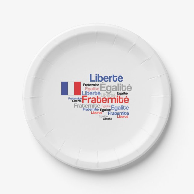 Liberté, Égalité, Fraternité - French Motto Flag Paper Plate (Front)