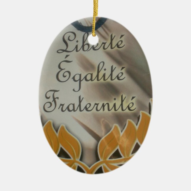 "Liberté, Égalité, Fraternité" French Republic  Ceramic Tree Decoration (Front)