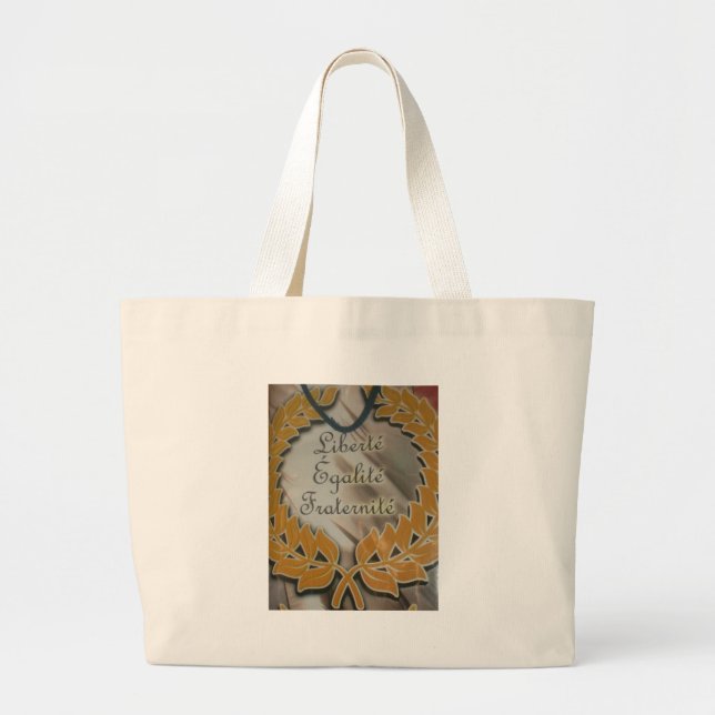 "Liberté, Égalité, Fraternité" French Republic  Large Tote Bag (Front)