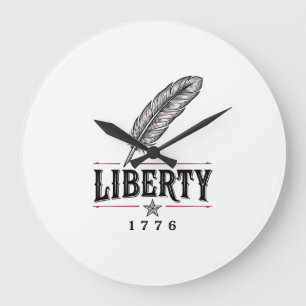 Liberty 1776 Patriotic Feather Vector Design_1 Large Clock