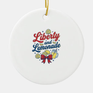 Liberty and Lemonade Patriotic Lemon Vector Shirt_ Ceramic Tree Decoration