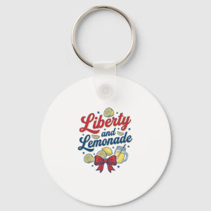 Liberty and Lemonade Patriotic Lemon Vector Shirt_ Key Ring