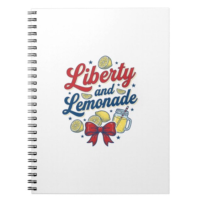 Liberty and Lemonade Patriotic Lemon Vector Shirt_ Notebook (Front)