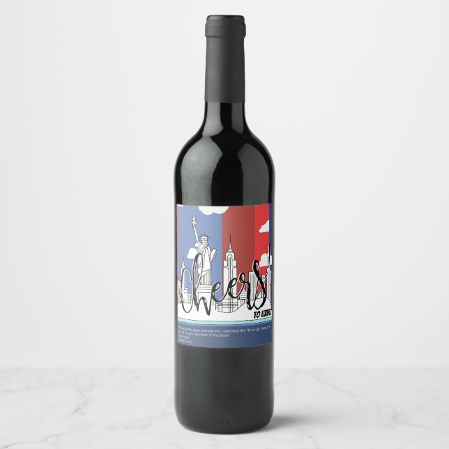 Liberty and Manhattan for 4th of July Wine Label (Front)