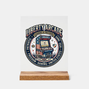Liberty Arcade Patriotic Patriotic Arcade Gamer US Acrylic Sign