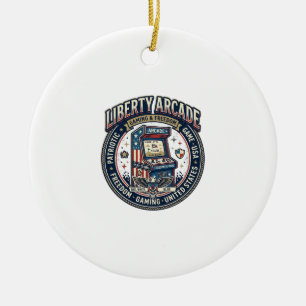 Liberty Arcade Patriotic Patriotic Arcade Gamer US Ceramic Tree Decoration
