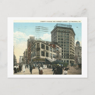 Liberty Ave., Market St., Pittsburgh 1918 Vintage Postcard