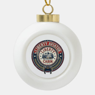 Liberty Aviator Patriotic Patriotic Aviation Vinta Ceramic Ball Christmas Ornament