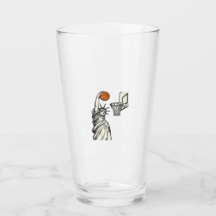 Liberty Basketball Dunk Vintage Engraving Design_1 Glass