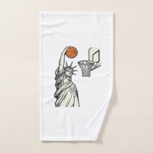 Liberty Basketball Dunk Vintage Engraving Design_1 Hand Towel