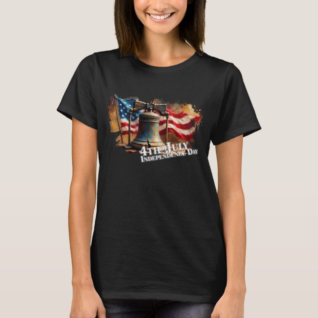 Liberty Bell Art for 4th of July Celebration T-Shirt (Front)