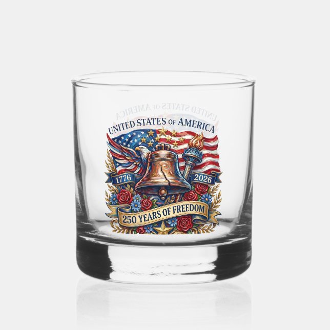Liberty Bell & Eagle Emblem Whiskey Glass (Front)
