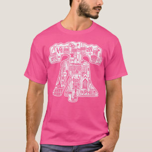 Liberty Bell Philly City Skyline Philadelphia Art  T-Shirt