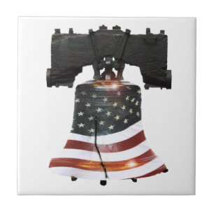 Liberty Bell with American Flag Tile